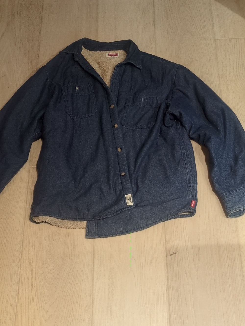 Wrangler Navy Sherpa-Lined Denim Shirt Jacket